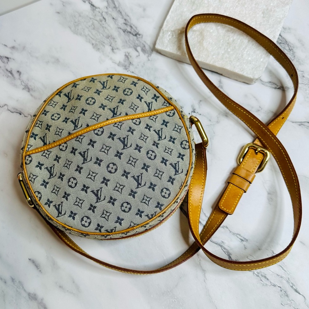 EUC Vintage Louis Vuitton Jeanne GM Blue Mini Lin Canvas Round Shoulder Bag